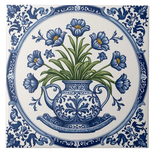 Carreau Fleurs couleur bleue 2 (Devant)