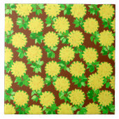 Carreau Fleurs dahlia en jaune et chocolat (Devant)