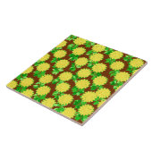 Carreau Fleurs dahlia en jaune et chocolat (Côté)