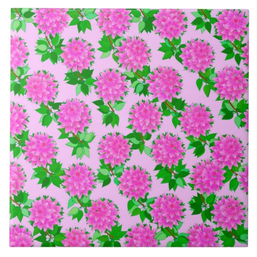 Carreau Fleurs dahlia roses profondes (Devant)