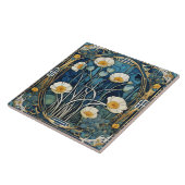 Carreau Fleurs d'anémones Art Déco Art Nouveau Bleu Floral (Côté)