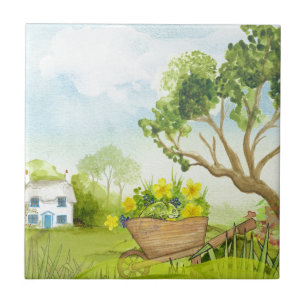 Carreau Fleurs dans le paysage de la brouette