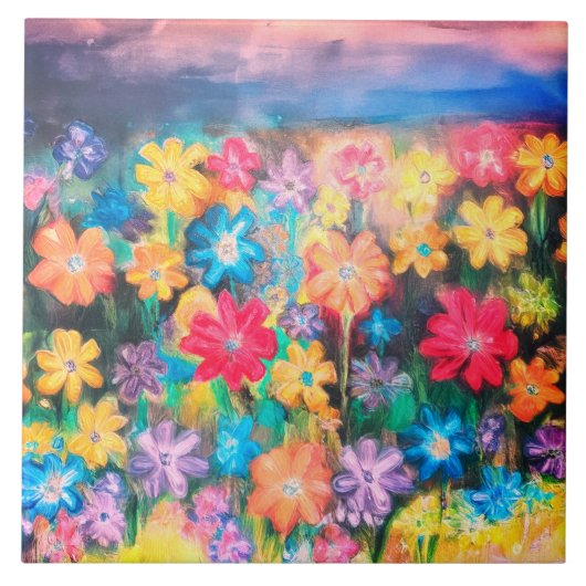 Carreau Fleurs dans Pastels Sangria - Carrelage (Devant)