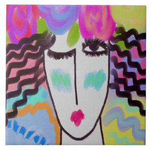 Carreau Fleurs dans ses cheveux peinture numérique Abstrai