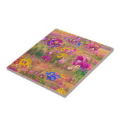 Carreau Fleurs dans un champ art numérique psychédélique l (Côté)