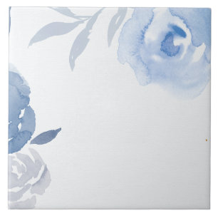 Carreau Fleurs d'aquarelle bleue
