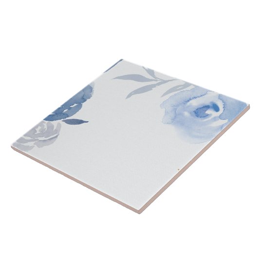 Carreau Fleurs d'aquarelle bleue (Côté)