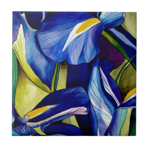 Carreau Fleurs d'aquarelle d'art d'origine Blue Iris