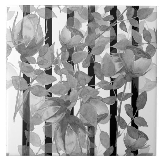 Carreau Fleurs d'aquarelle gris rose roma floral (Devant)