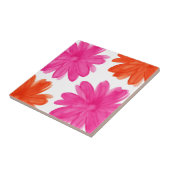 Carreau Fleurs d'aquarelle rose et orange chaud (Côté)