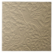 Carreau Fleurs d'argile tan d'oiseau Embossées Art+Nouveau (Devant)