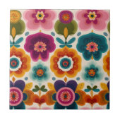 Carreau Fleurs d'art folklorique dynamiques les années 70 (Devant)