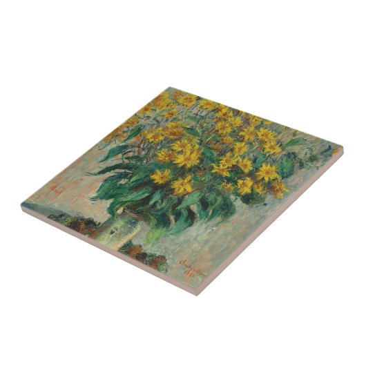 Carreau Fleurs d'artichauts de Jérusalem - Claude Monet (Côté)