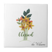 Carreau Fleurs d'automne "béni" Carrelage céramique (Devant)