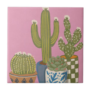 Carreau Fleurs de cactus rose