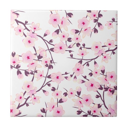 Carreau Fleurs de cerisier rose et blanc (Devant)