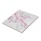 Carreau Fleurs de Cerisier Roses Marbre Gris (Côté)