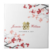 Carreau Fleurs de cerisier rouge Élégant mariage chinois F (Devant)