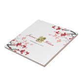 Carreau Fleurs de cerisier rouge Élégant mariage chinois F (Côté)