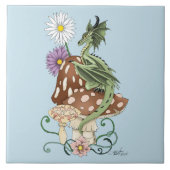 Carreau Fleurs de Champignon Dragon Fantastique Vert Capri (Devant)