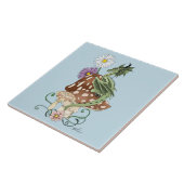 Carreau Fleurs de Champignon Dragon Fantastique Vert Capri (Côté)