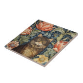 Carreau Fleurs de chat Brown et de pivoine Art nouveau (Côté)