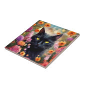 Carreau Fleurs de chats noirs Jardin Chat 736 (Côté)