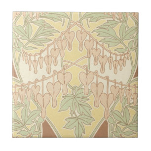 Carreau fleurs de coeur saignant vintage art nouveau motif