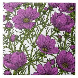 Carreau Fleurs de cosmos violet