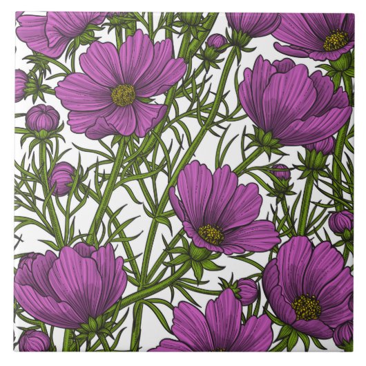 Carreau Fleurs de cosmos violet (Devant)