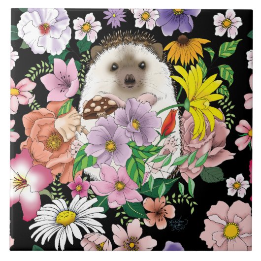 Carreau Fleurs de hérisson mignonnes (Devant)