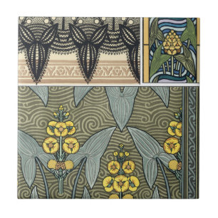 Carreau Fleurs de jardin Art Nouveau Vintage à pointe de f