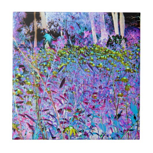 Carreau Fleurs de jardin chartreuse et aqua impressionnist (Devant)