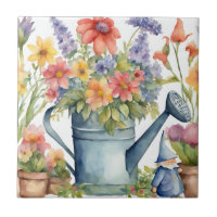Fleurs de jardin et arrosage peuvent aquarelle
