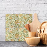 Carreau Fleurs de lait William Morris<br><div class="desc">Carreaux décoratifs en céramique avec un design de William Morris (1834-1896) appelé Honeysuckle (vers 1885). Vignes à fleurs oranges et feuilles verts sauge.</div>