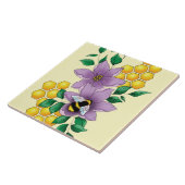 Carreau Fleurs de lavande de bourdon Jaune (Côté)