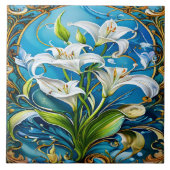 Carreau Fleurs de Lily dans le design floral orné (Devant)