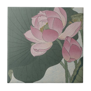 Carreau Fleurs de lotus épanouies par Ohara Koson
