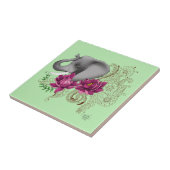 Carreau Fleurs de lotus henné éléphant (Côté)