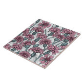 Carreau Fleurs de maïs roses, fleurs sauvages sur blanc (Côté)