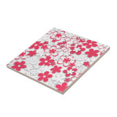 Carreau Fleurs de papier rouge et blanc (Côté)