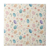 Carreau Fleurs de Pâques et feuilles à l'aquarelle de styl (Devant)