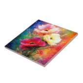Carreau Fleurs de pavot impressionnistes vibrantes (Côté)