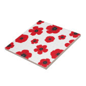 Carreau Fleurs de pavot rouge en blanc (Côté)