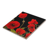 Carreau Fleurs de pavot rouge floral Arrière - plan noir c (Côté)