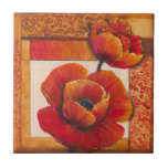 Carreau Fleurs de pavot sur Tan et Arrière - plan orange<br><div class="desc">On ressent presque la texture des pétales sur ces fleurs de pavot peintes par Tim O'Toole. Ils se fondent parfaitement dans l'arrière - plan bronzé et orange,  créant une vision merveilleusement poétique. Achetez-le pour votre maison ou offrez-le en cadeau!</div>