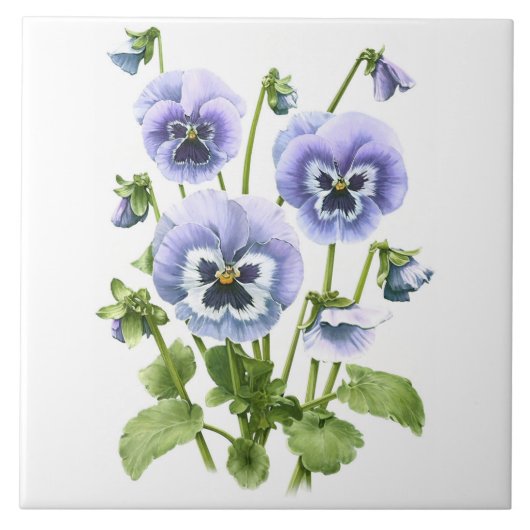 Carreau Fleurs de Pensée Violette Art Botanique (Devant)