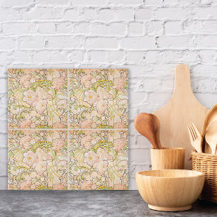 Carreau Fleurs de pivoine rose Alphonse Mucha