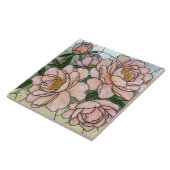 Carreau Fleurs de pivoine rose Effet de verre tendu (Côté)