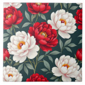 Carreau Fleurs de pivoine rouges et blanches  (Devant)